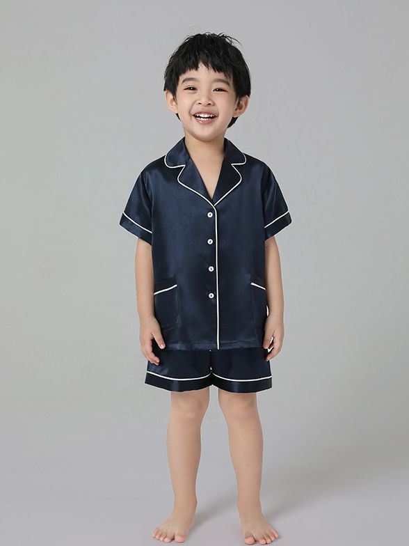 19 Momme Kids Short Silk Pajama Set For Boys and Girls